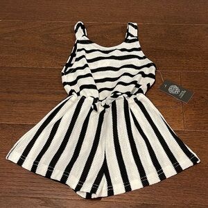 Vince Camuto Black and White Striped Kids Romper
